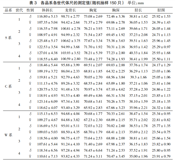 天翔鸽各纯系世代选育效果
